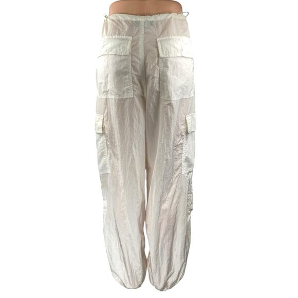 White Fox White High Waisted Drawstring Windbreaker Cargo Jogger Pants Size XS - Picture 3 of 4
